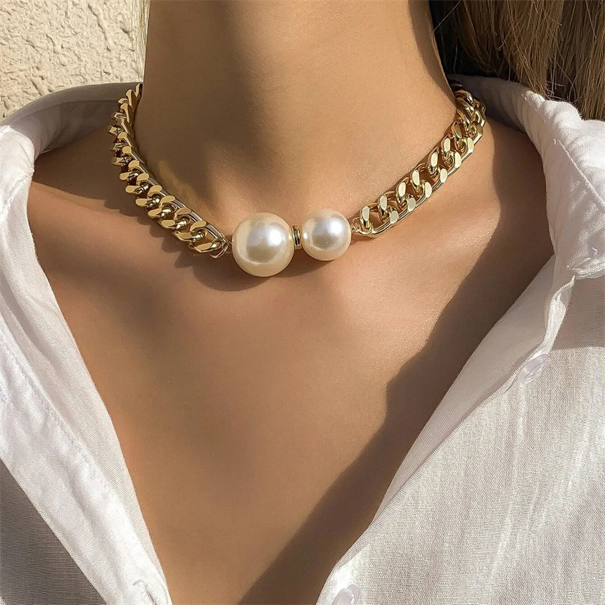 316L Stainless Steel Big Or Small Pearls Pendant Charm Chain Necklaces For Women Fashion Jewelry Party Gift N964