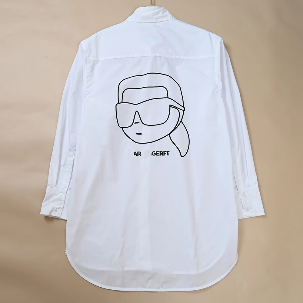 

Новый женский хлопковый воротник средней длины с принтом персонажей мультфильмов, длинный све, дышащий свободный крой, воротник на пуговицах