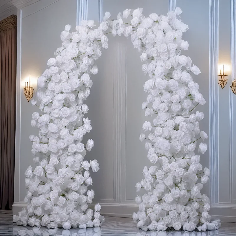 

Искусственная цветочная композиция из роз 230 см, чисто белая, для оформления свадебных сцен, углов, мероприятий и вечеринок