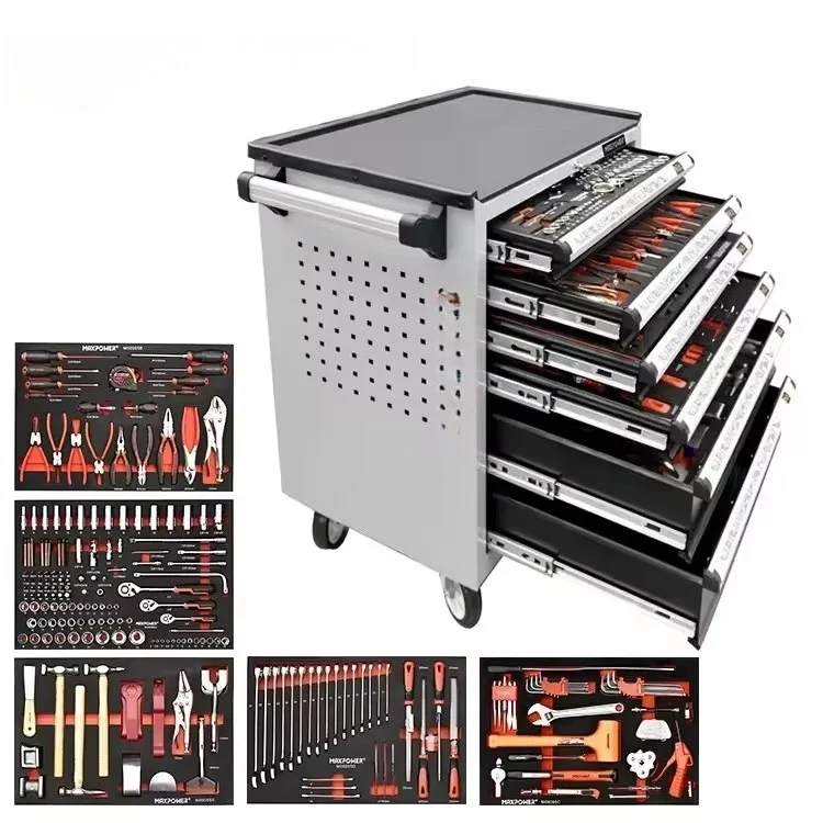 Portable Mobile Multi-drawer Service Cart, Multifunctional Auto Repair Storage Cabinet