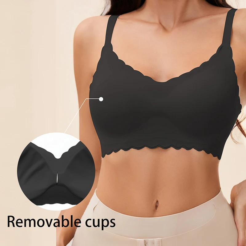 Women\'s One-piece Bra is Comfortable Breathable Traceless Ultra-thin Seamless Padded Removable Padded Front opening buckle Bra