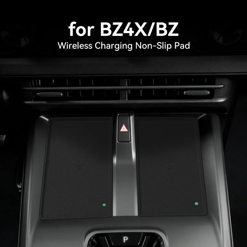 Silicone Wireless Charging Pad Mat for 2026 Toyota BZ4X Non-Slip Center Console Protector Anti-Scratch Dual Phone Charger Cover