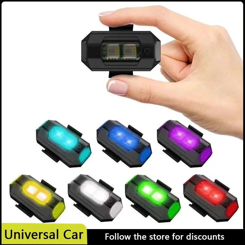 LED Lights for Motorcycle Mini Signal Light Safety Wireless Under Bike Strobe Light Drone Strobe Lights 7 Color Turn Signal Lamp