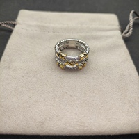 S925 Sterling Silver New Three-Row Diamond Ring Neutral Classic Fashion Simple Personality Retro Trend Luxury Jewelry Party Gift
