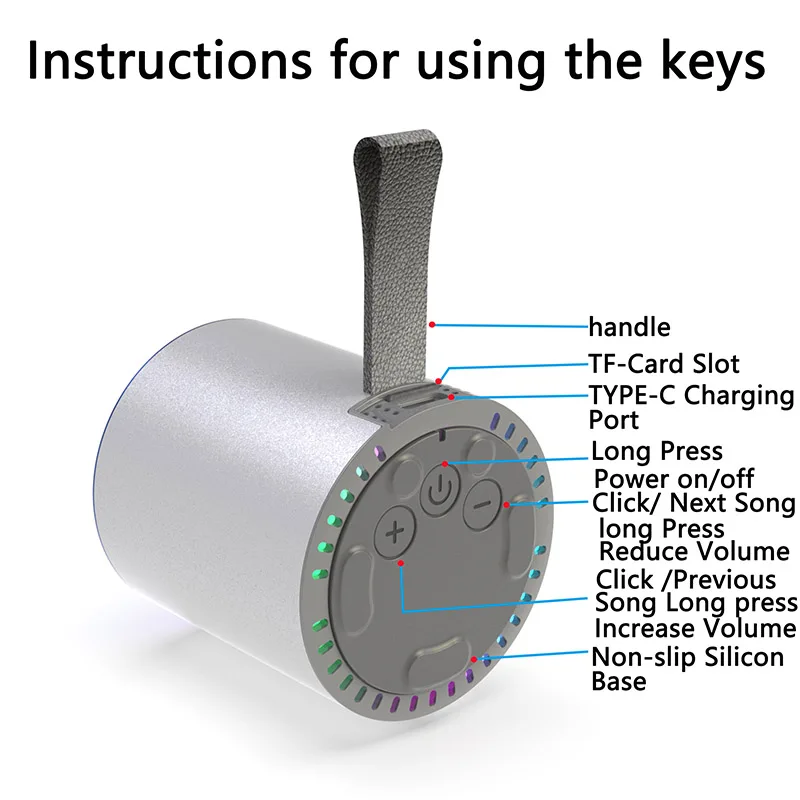 VTE M7 Portable Speaker Metal Compatible Bluetooth TWS Stereo Sound FM Radio with Mic RGB Light  Outdoor Travel
