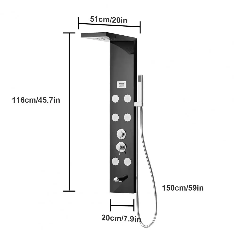 Shower Panels System Multi Functional Split Screen Intelligent Multi-stage Water Outlet Shower Screen With 6 Body Massage Jets