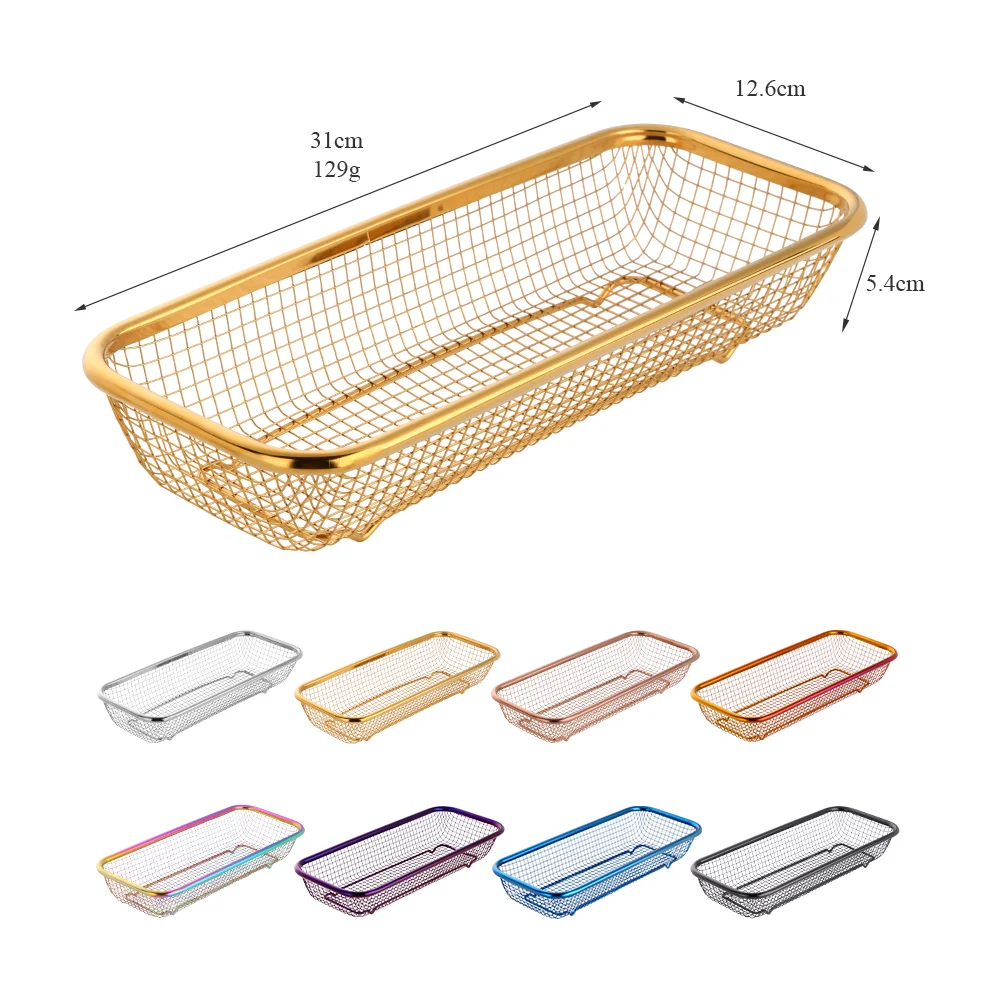 Rectangle Drain Basket Kitchen Container Chopsticks Soup Spoon Flatware Washing Strainer Fruit Vegetable Snack Candy Storage