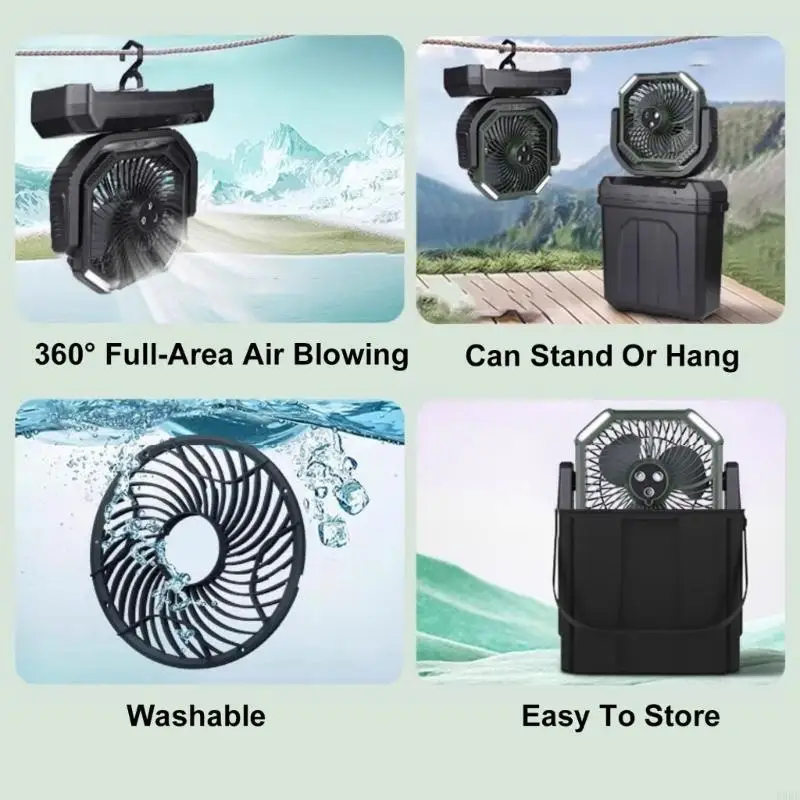 

Многофункциональный вентилятор кемпинга открытый портативный потолочный вентилятор.