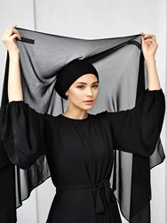 2024 Instant Chiffon Hijab With Magnetic Buckle Solid Color Woman Muslim Hijab Scarf Soft Islamic Turban Fashion Headband Shawl