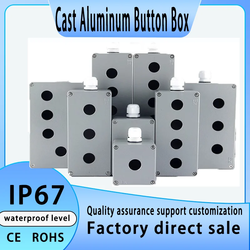 

Metal cast aluminum waterproof button box switch control box opening 22mm emergency stop switch button aluminum alloy 12345 hole