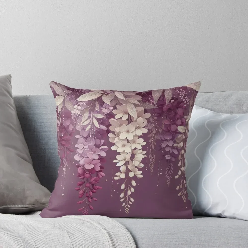 Plum Wisteria Splendor Throw Pillow Cushions luxury sofa pillows bed pillows Christmas Pillowcase pillow