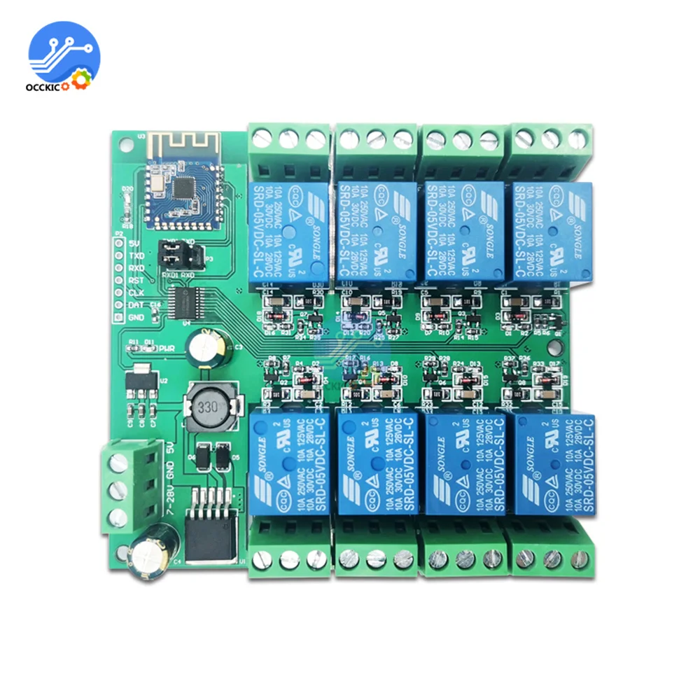 8-Channel Relays BLE for Bluetooth 5.0 Relay Module Relay Board Power Supply for Electrical Appliance