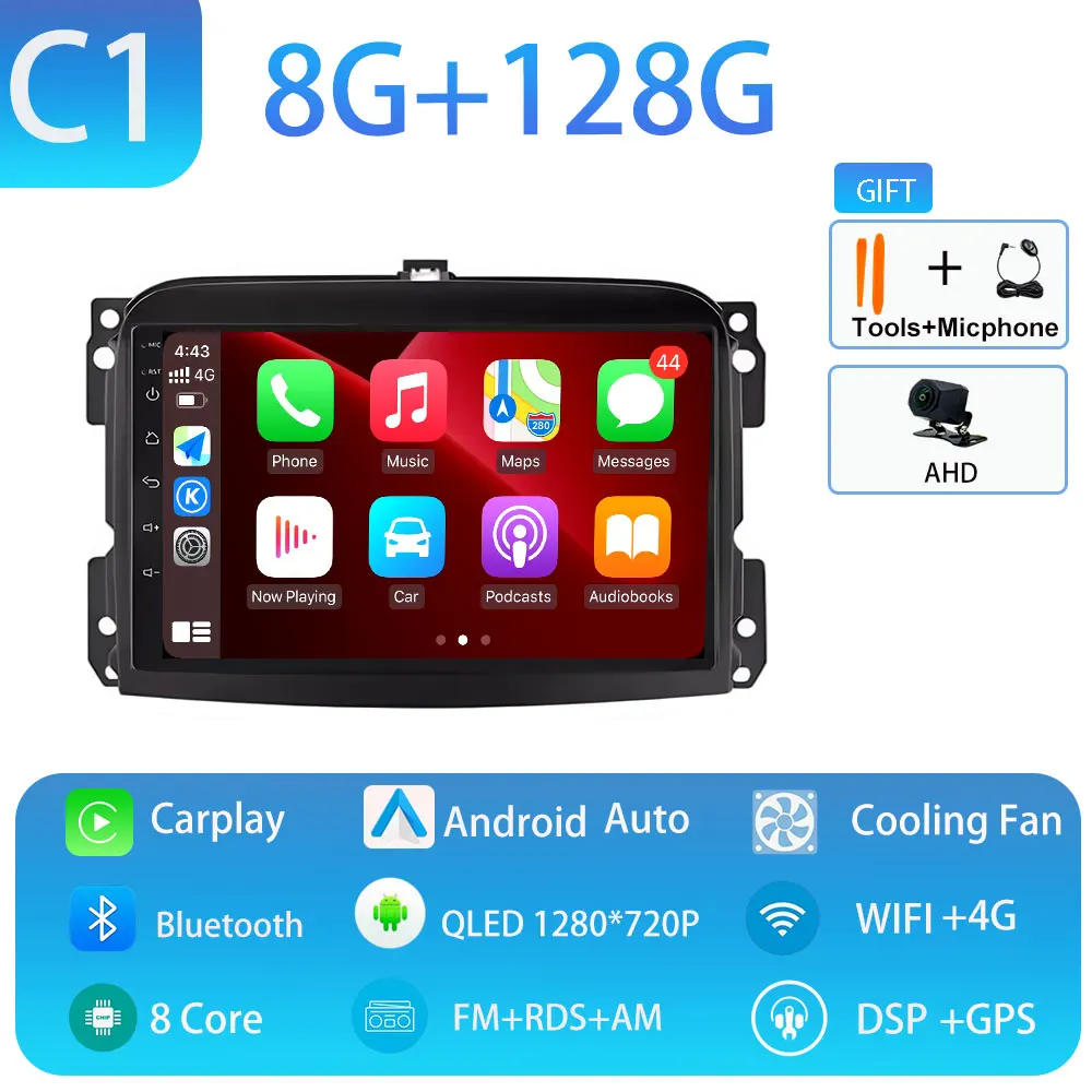 Android 15 voor Fiat 500L 2012-2018 Draadloze Carplay Stereo Scherm Autoradio GPS Navigatie Multimedia Speler 4G WIFI Head Unit