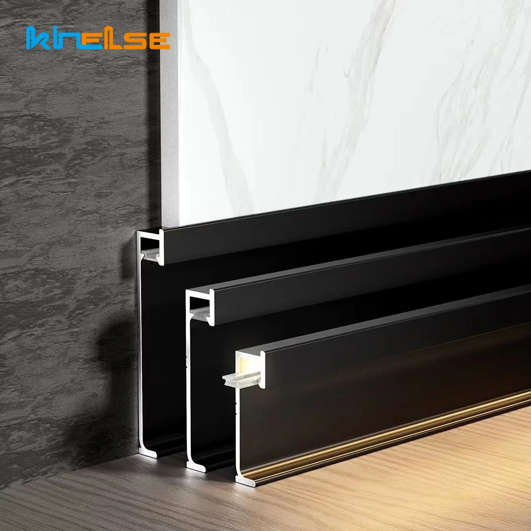 H40/60/80mm Embedded LED Skirting Line Aluminium Profile Floor Baseboard Strip Light Metal Wall Skirting Corner Linear Lamp