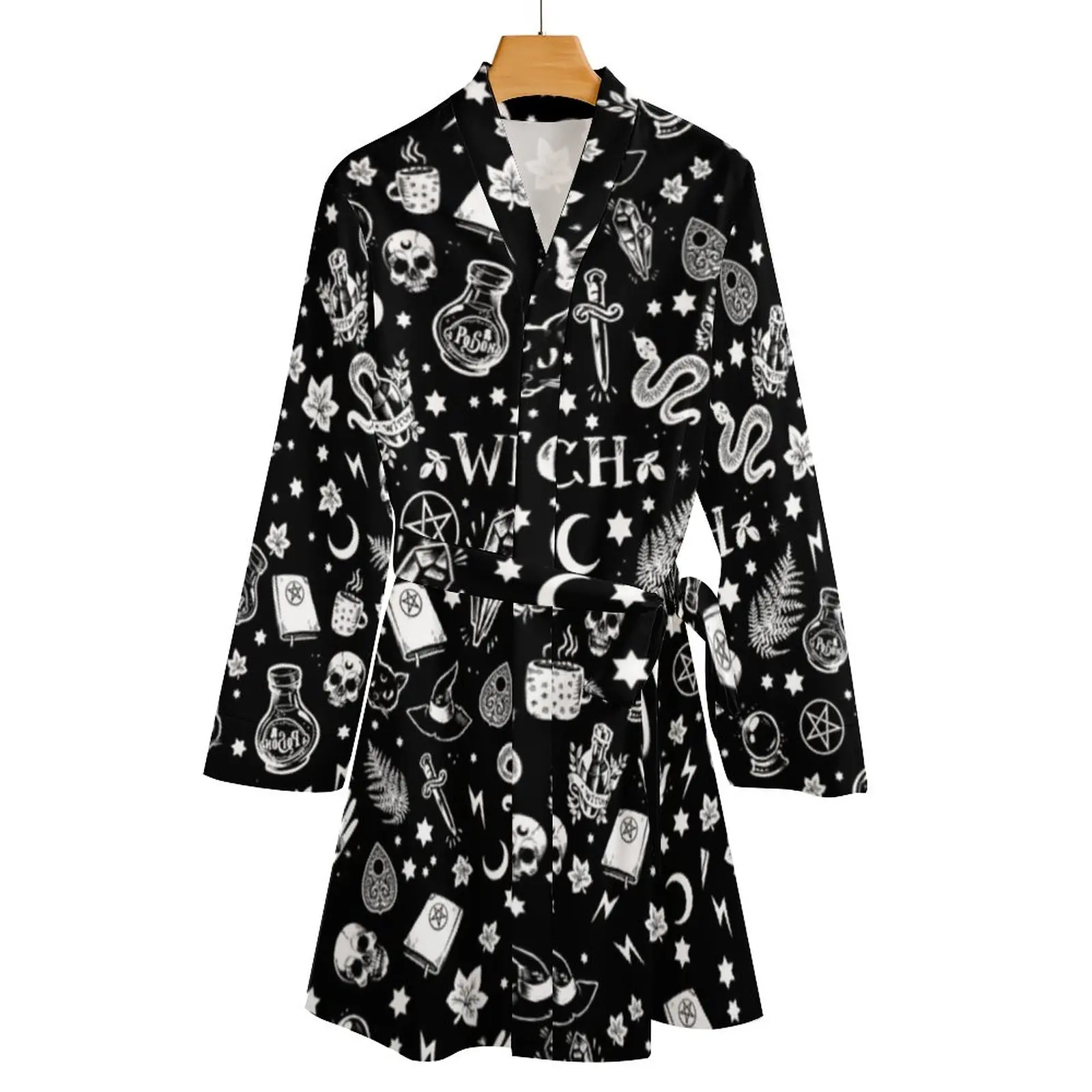 Gothic Pajama Robe Witch Wrap Christmas Dress Women Pattern New Vintage Sleepwear