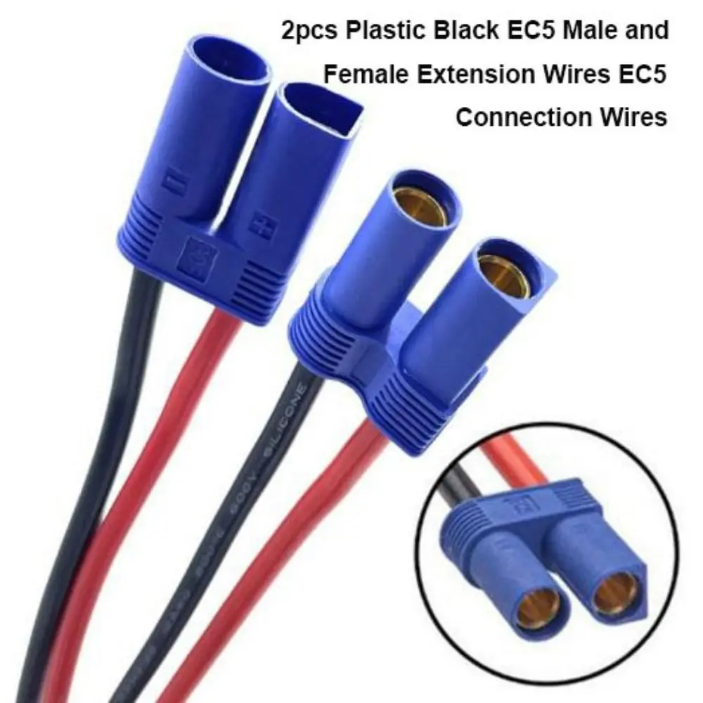 2pcs High Quality EC5 Male and Female Extension Wires 6 Styles Plastic Emergency Start Connection Wires Black EC5 Terminal Wires
