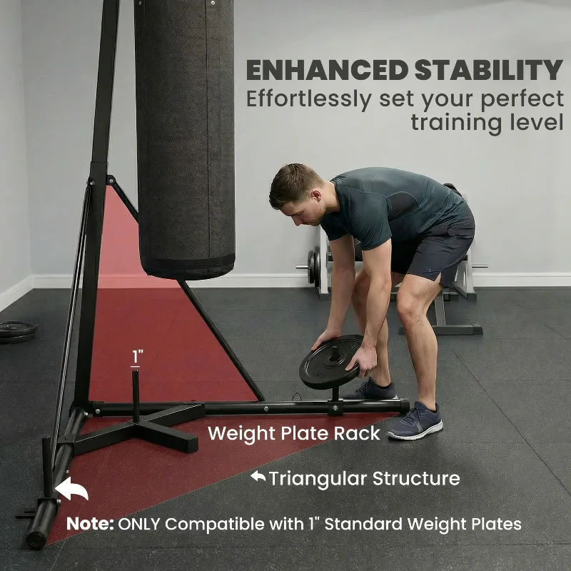 Freestanding Punching Bag Stand with Adjustable Height Heavy Duty Steel Frame Boxing Stand for Home Gym Unfilled Canvas Bag view 6