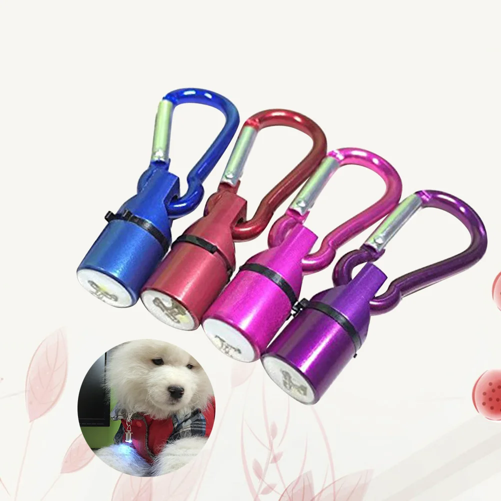 4Pc Portable Aluminum Pet Dog Cat Puppy LED Flashing Blinker Light Safety Collar Tag (Red+Blue+Purple+Pink)