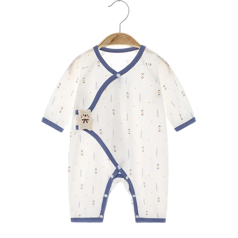 Baby Jumpsuit Summer Thin Boneless Newborn Clothes Pure Cotton Rompers Long-Sleeved Air Conditioning Room Clothing Baby's Romper