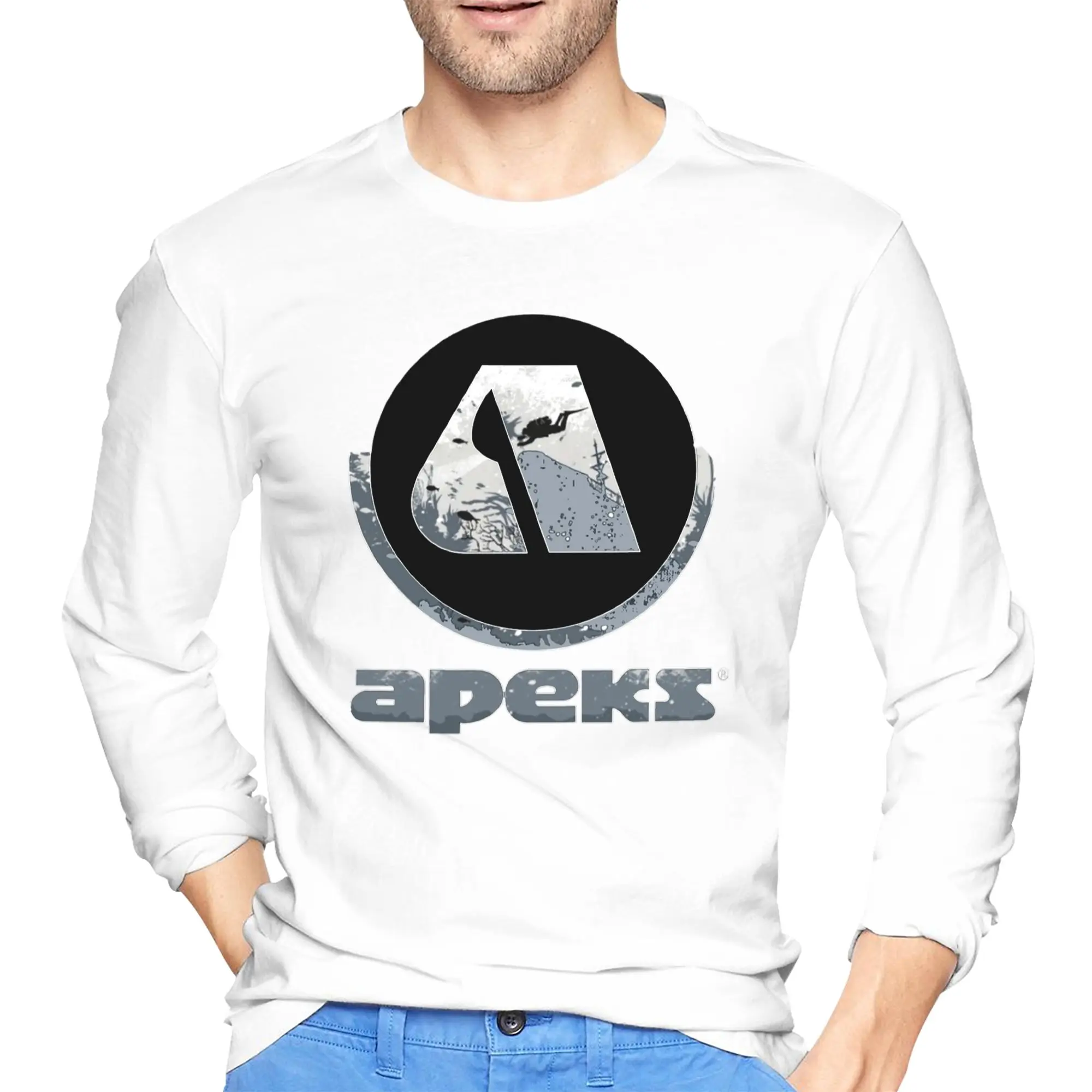 

A for Apeks Essential Men's Long Sleeved T-shirt Casual Round Neck T shirts Spring and Autumn Men tops