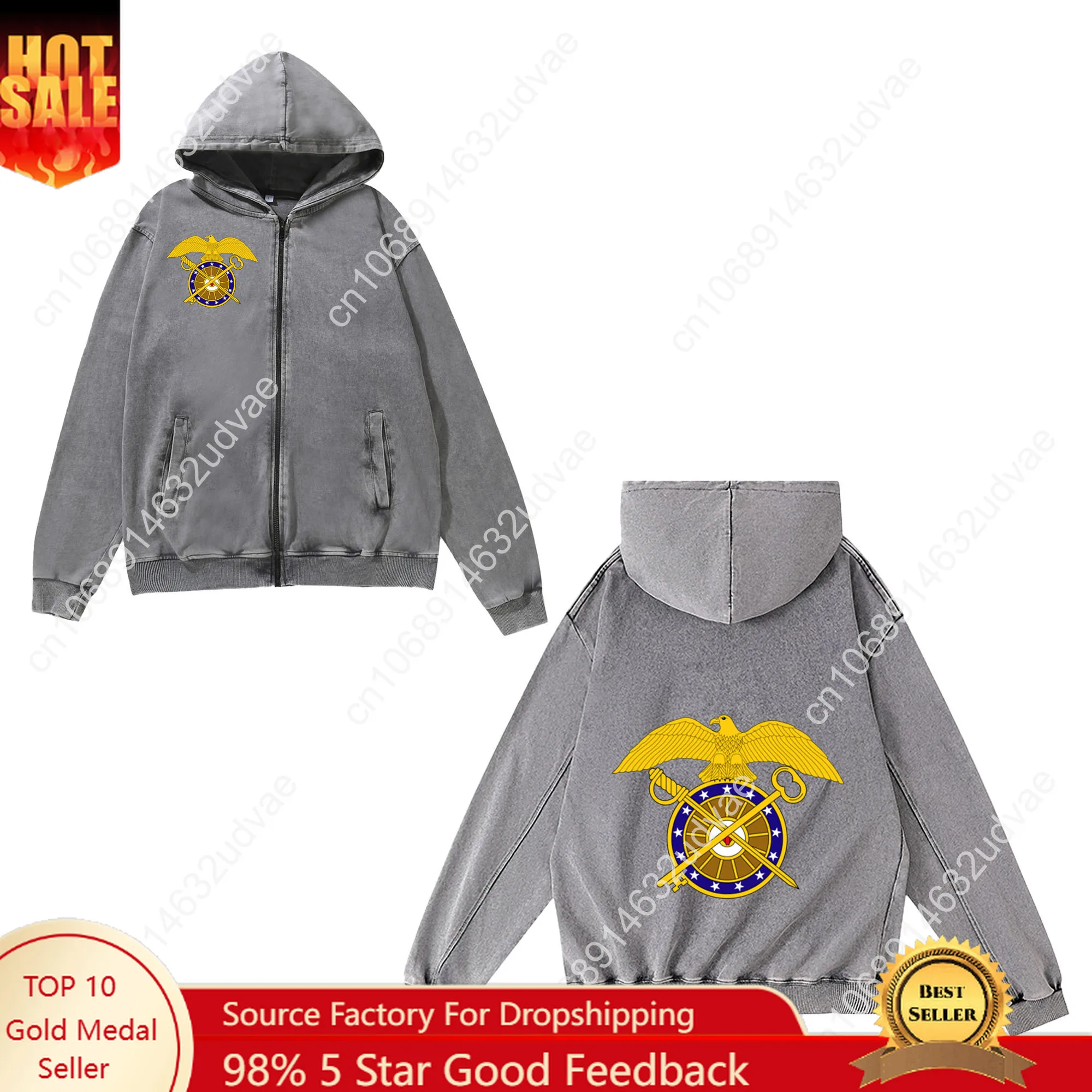 US Army Branch Quartermaster Corps Zipper Sweatshirt Man Woman Teenager Retro Hoodies Pullover Sweat Shirt Full Zip Jacket Tops