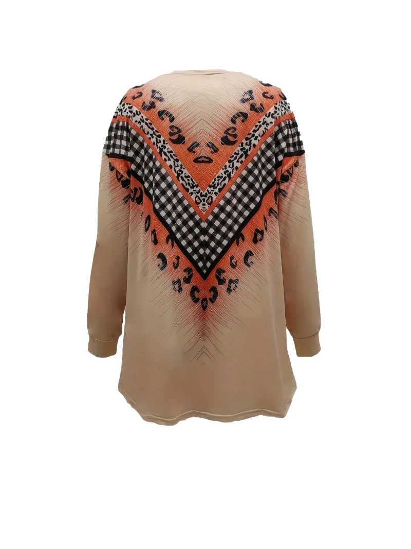 Cardigan pour femmes, nouvelle mode, mince, style ethnique, imprimé, boucle, poche décontractée, grande taille, automne et hiver européens et américains