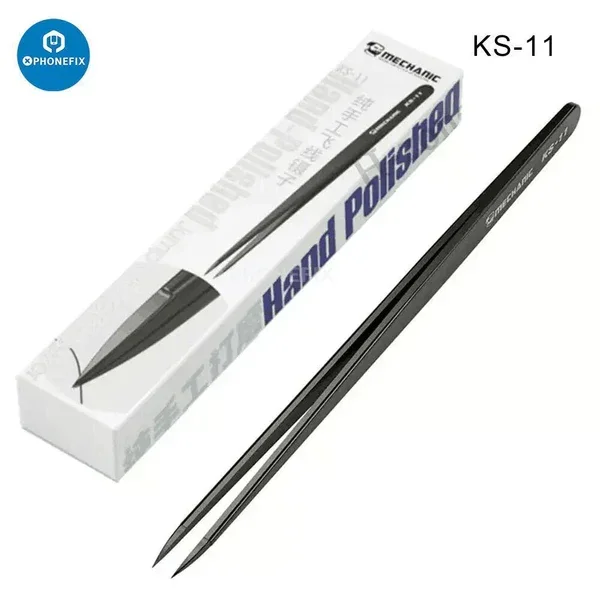 MECHANIC KS-11 Hand Polished Jumper Non-magnetic Tweezers Tip Precision Stainless Steel for Mobile Phone Repair Manual Tool