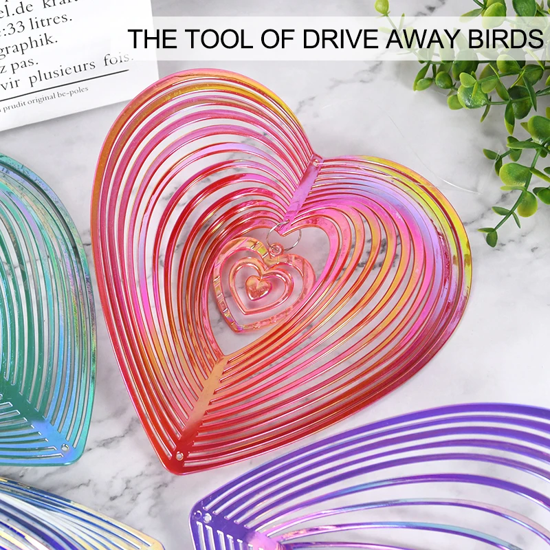 Drive Birds Away Anti-deformed Decor Heart-Shaped Butterfly Scare Birds Wind Spinner Hanging Pendant Household Garden Supplies