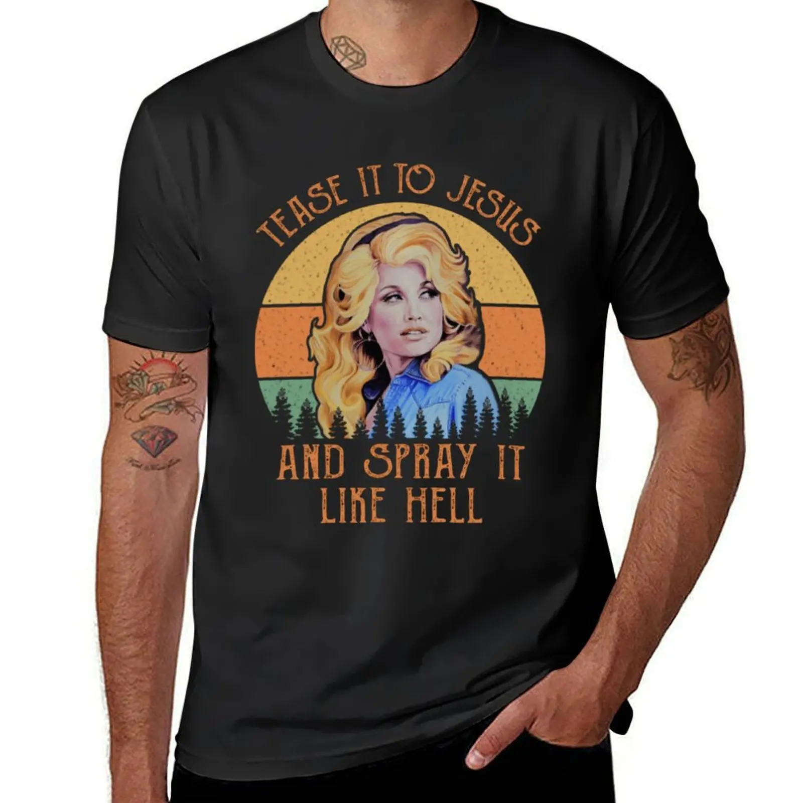 Tease It to Jesus and Spray It Like Hell T-Shirt cheap stuff t shirt men 100℅ cotton