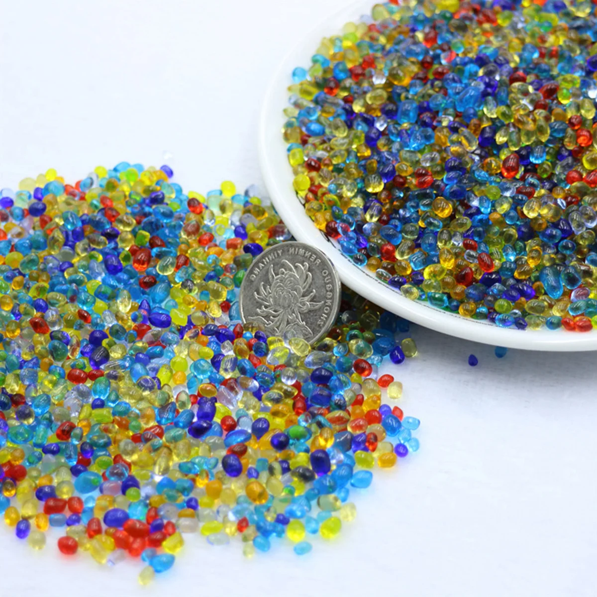 

500 G Fish Tank Decorations Glazed Crystal Gravel Fake Stones Aquarium Ornament