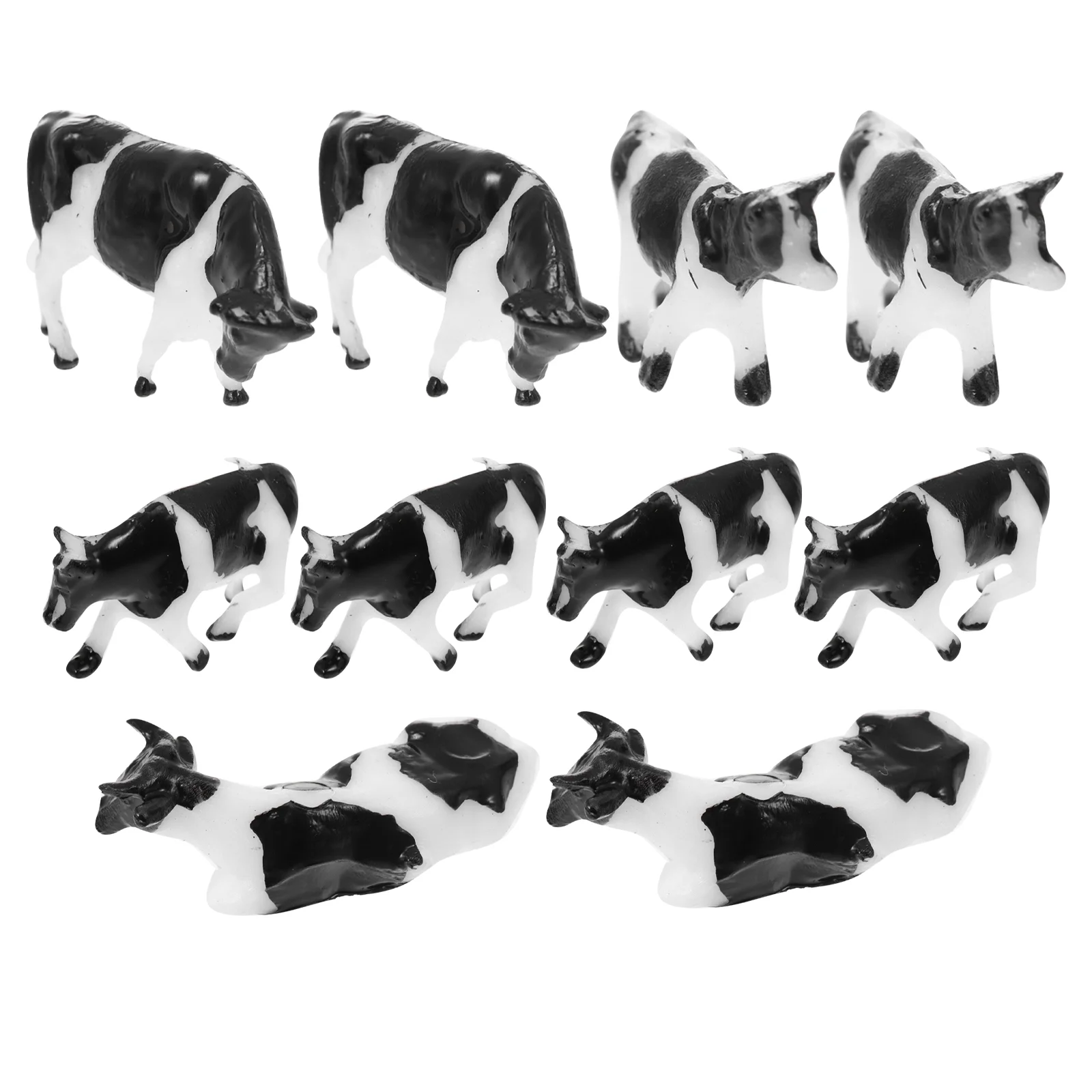 10 Pcs Mini Cow Model Simulated Models Statue Simulation Animal Abs Children Landscape Ornament