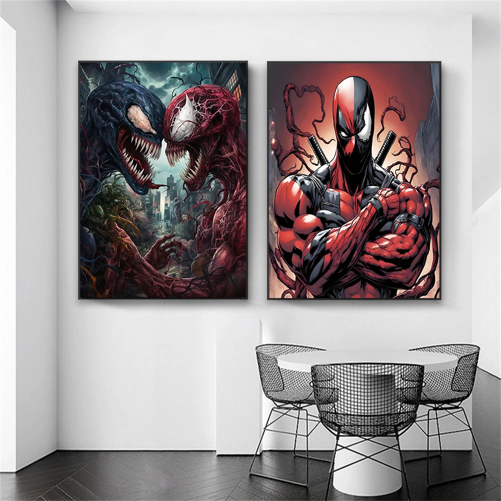 Colorful Deadpool Graffiti Cartoon Poster Venom Prints Hulk Canvas Painting Disney Superhero Wall Art Picture Home Bedroom Decor