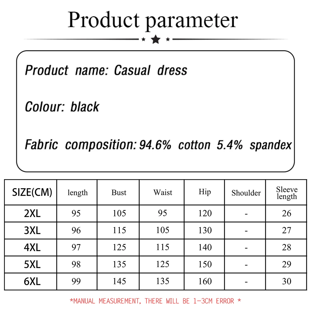 Plus-size Women's Summer Casual Commute loose comfortable cotton dress Black flower print A-line V-neck mid-length dress large