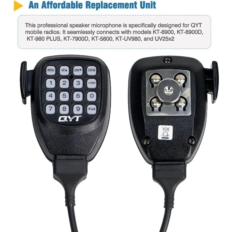 QYT Dual Band GMRS Radio Handheld Speaker Microphone for KT-8900 KT-8900D KT-980 Plus KT-7900D KT-5800 Ham Radio