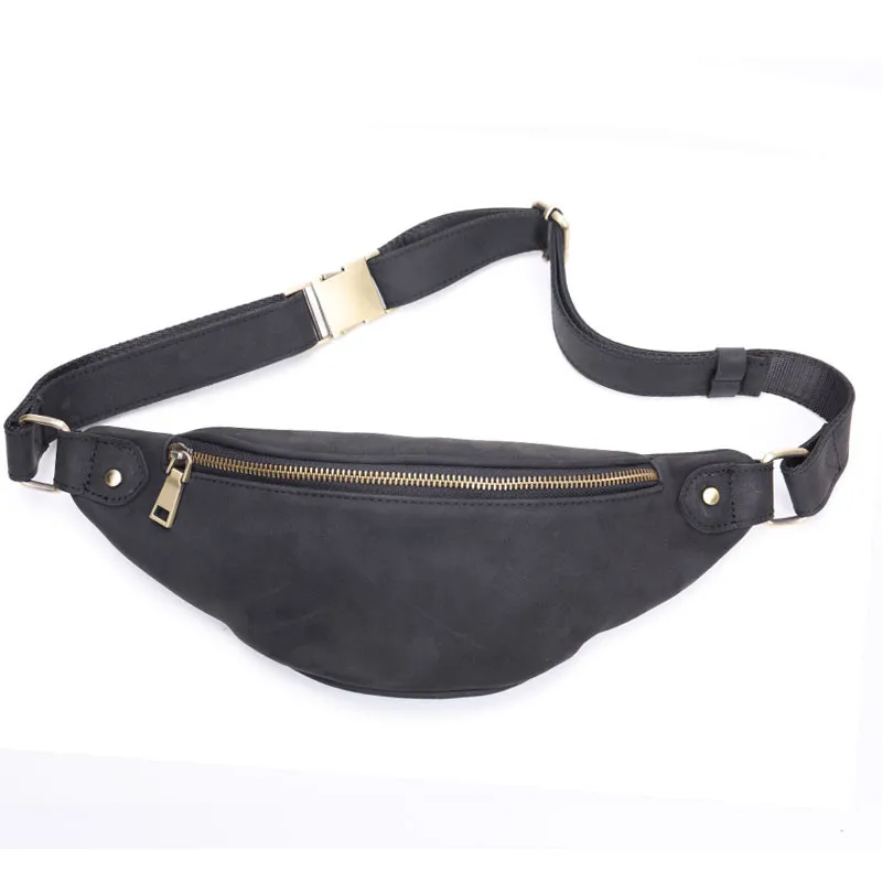 2026 New Crazy Horse Leather Men's Bag First Layer Cowhide Chest Bag Men Small waist packs Leisure Retro Fashion Leather Phone