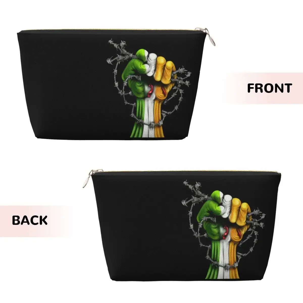 Custom Irish Flag Freedom Fist Travel Cosmetic Bag Ireland Patriotic Toiletry Makeup Organizer Ladies Beauty Storage Dopp Kit