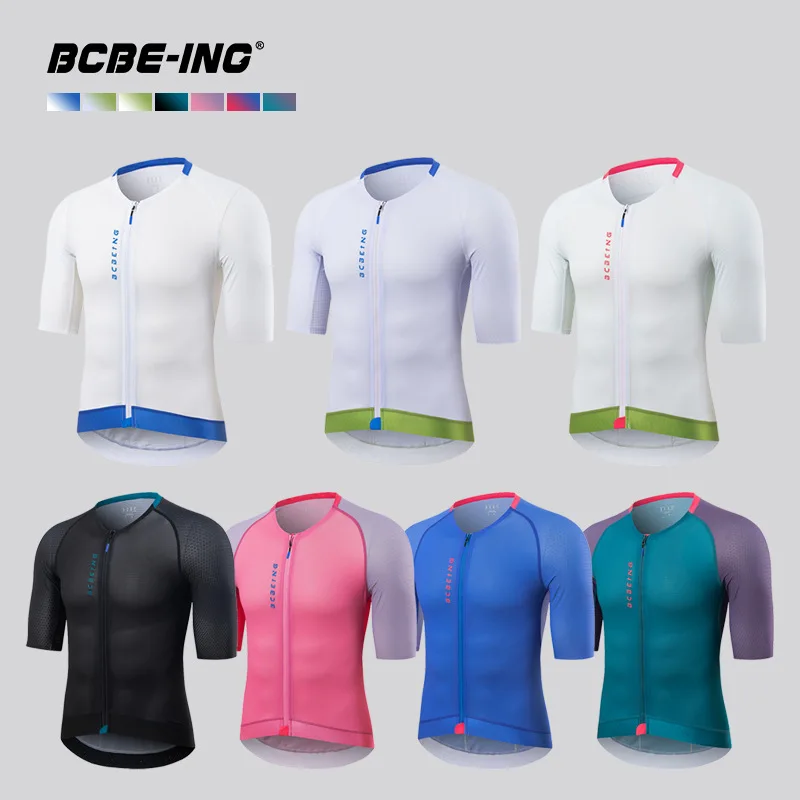 BCBE-ING Summer Cycling Jersey Men Women Short Sleeve Breathable Quick Dry Road Bike Jersey Lightweight MTB Bicycle Riding Shirt