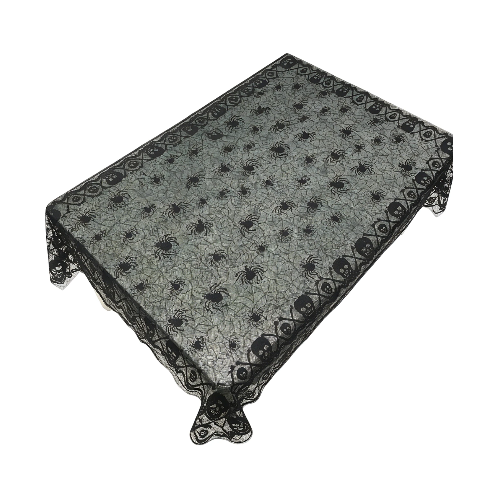 137*182cm Halloween Tablecloths with Spider & Skull Pattern, Rectangular Table Cloth, Gothic Dining Table Cover, Party Decor