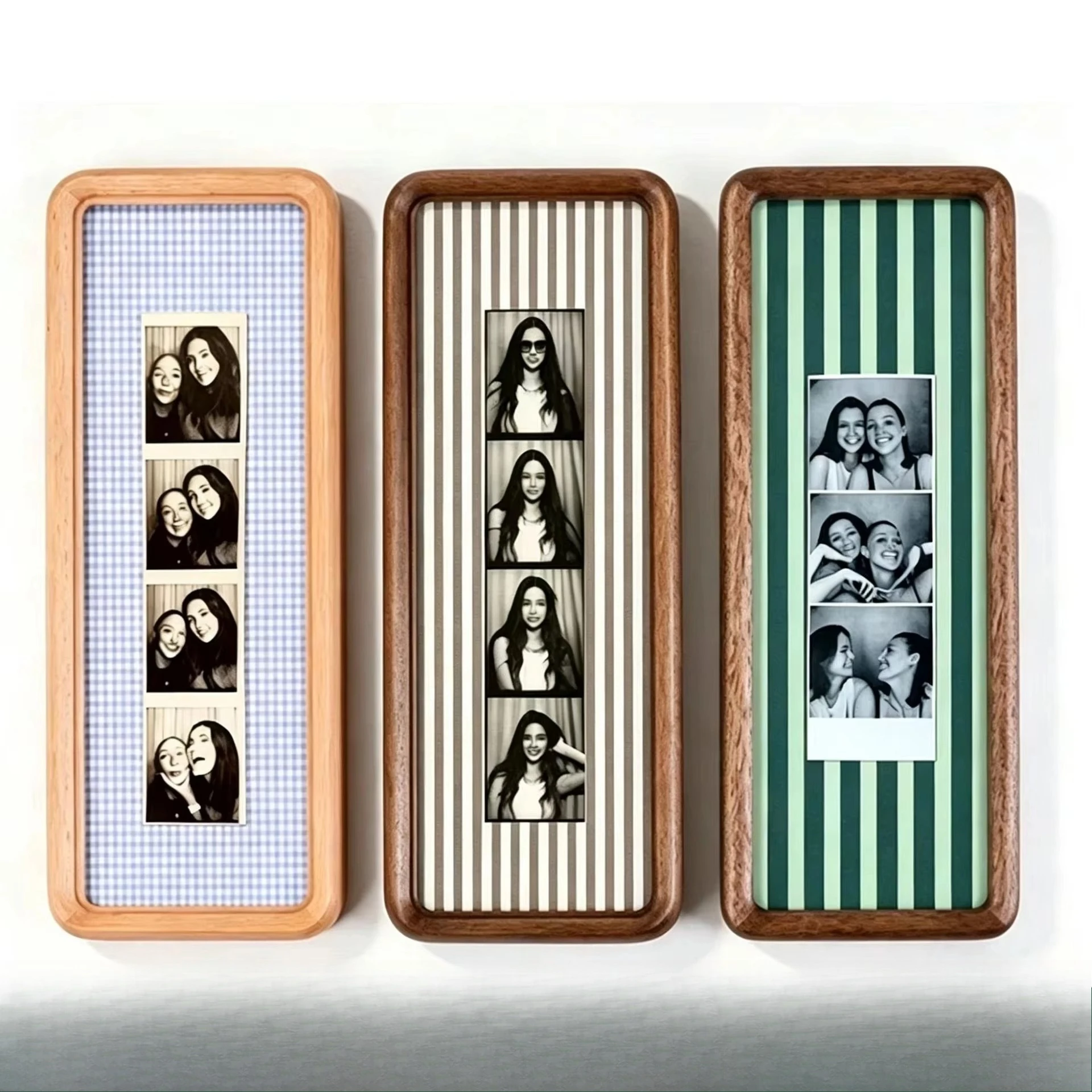 Wooden Walnut 4 consecutive couple photos Picture Frame Set, DIY Mortise and Tenon Photo Frames for Wall Decor, Gift for Couples