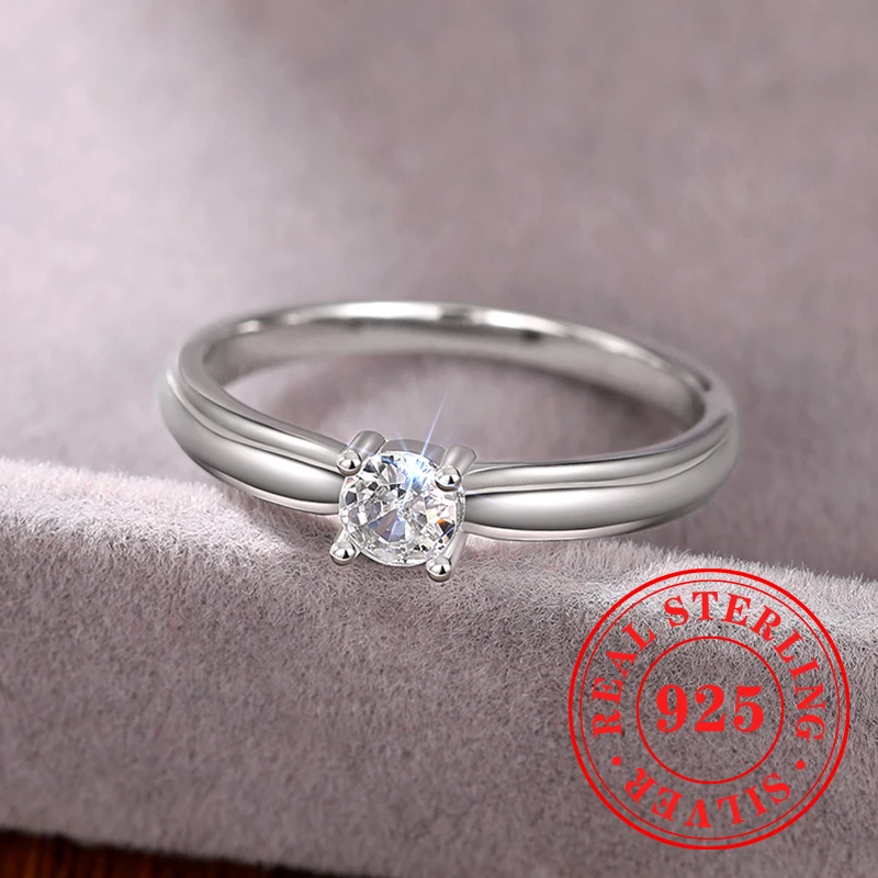 

CAOSHI New Trendy Style Ring 925 Sterling Silver Shiny Classic 4 Claws Zirconia Stone Jewelry for Party Male Trendy Fine Jewelry