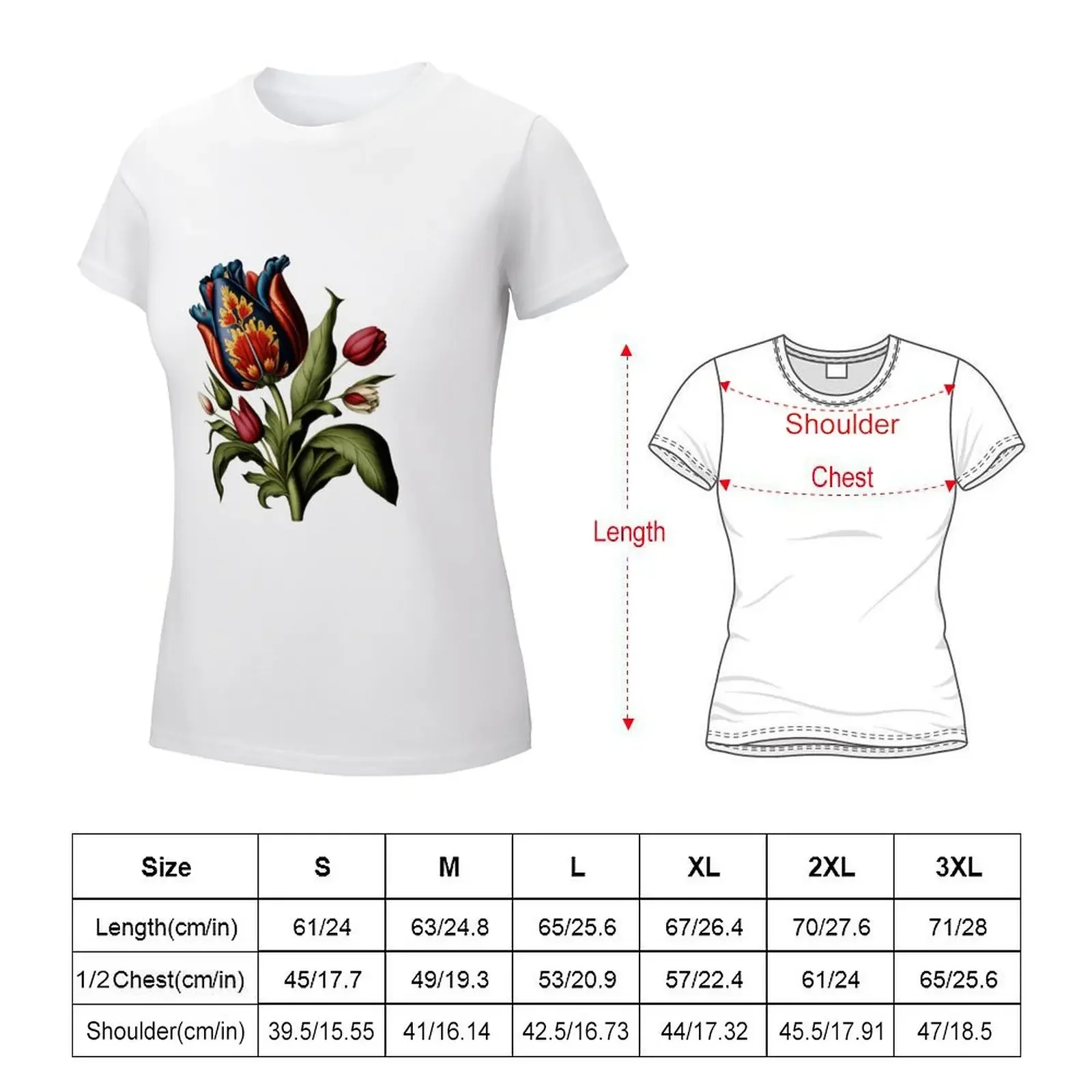 Turkish tulip design T-shirt cute tops tees Female clothing Summer Women's clothing