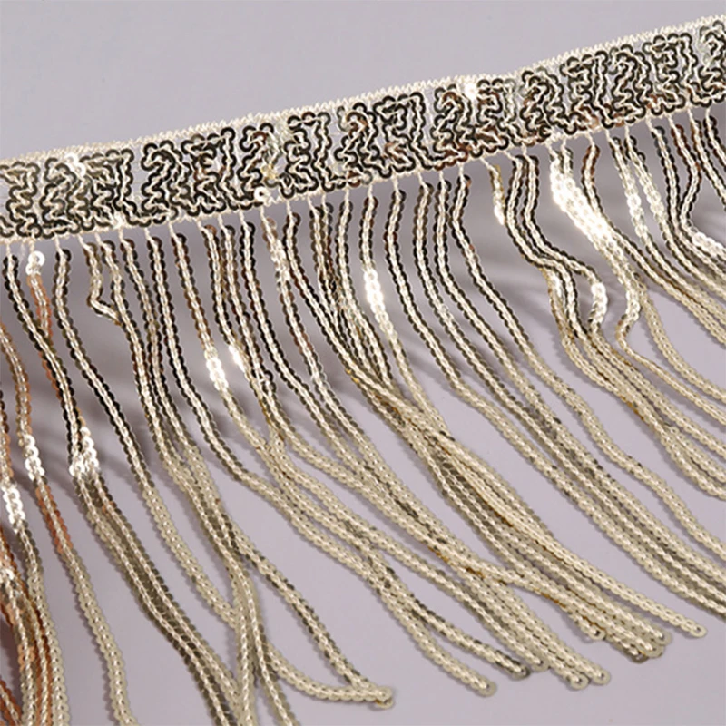 

10yards Sequin Tassel Fringe Glitter Sequins Lace Trimming for Latin Dance Costume Wedding Dresses Stage Clothing DIY Crafts