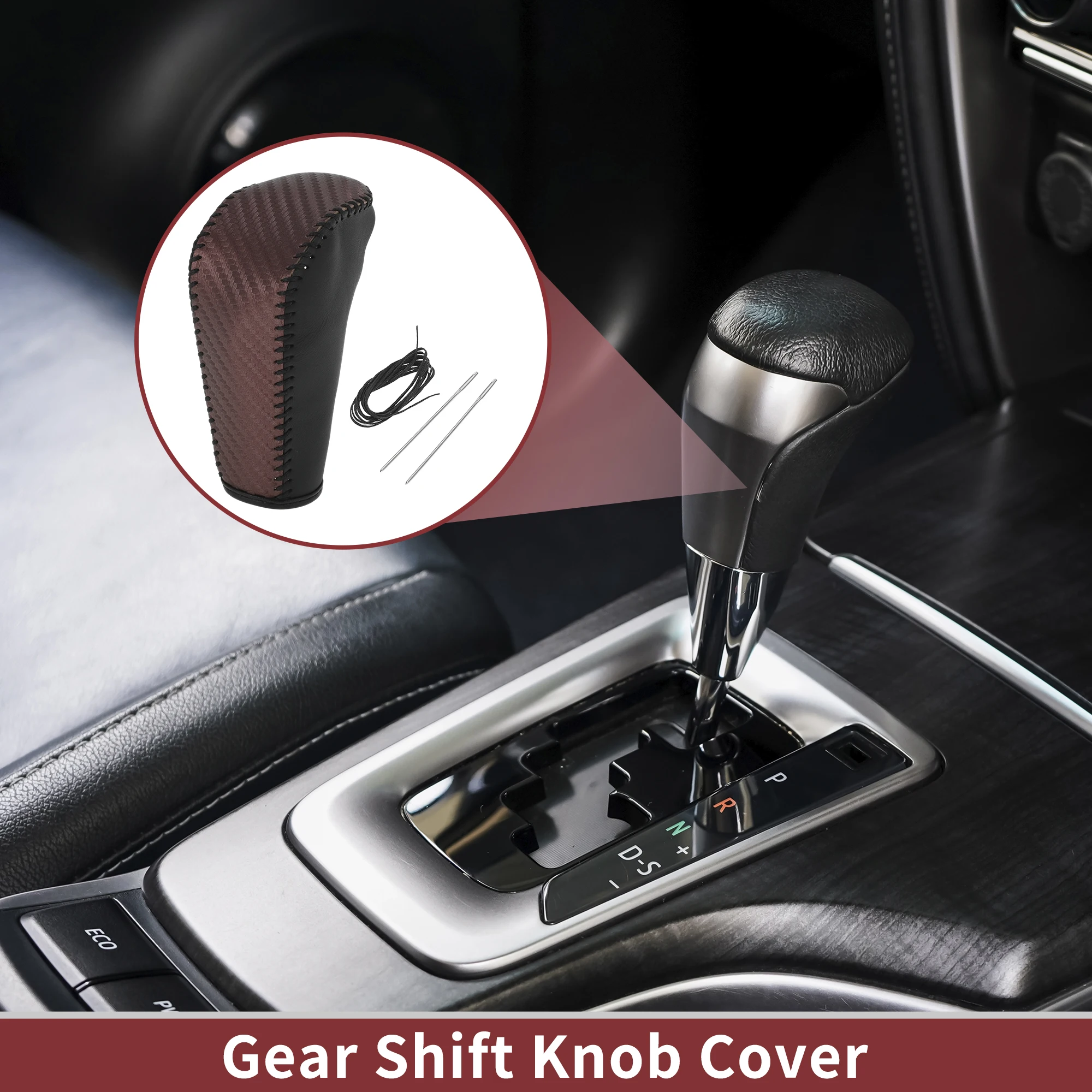 

Motoforti Anti-Slip Gear Shift Knob Cover Car Stick Shifting Handle Protector for BMW 3 Series E90 04-2012 Brown Faux Leather