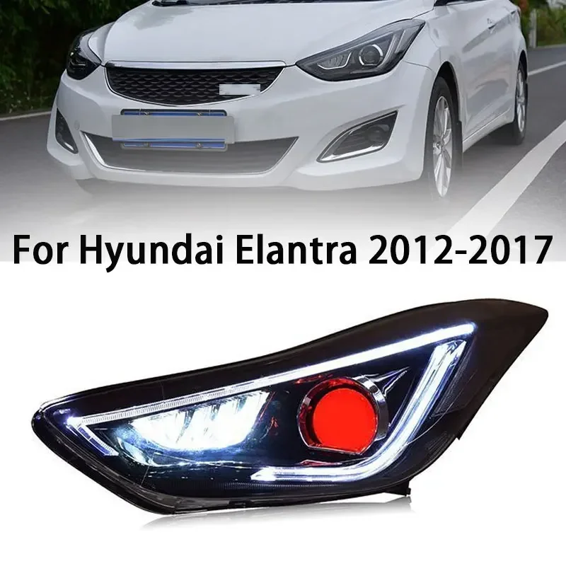 

Светодиодный проектор в сборе для Hyundai Elantra 2012-2017, фары Red Demon Eyes, дневные ходовые огни