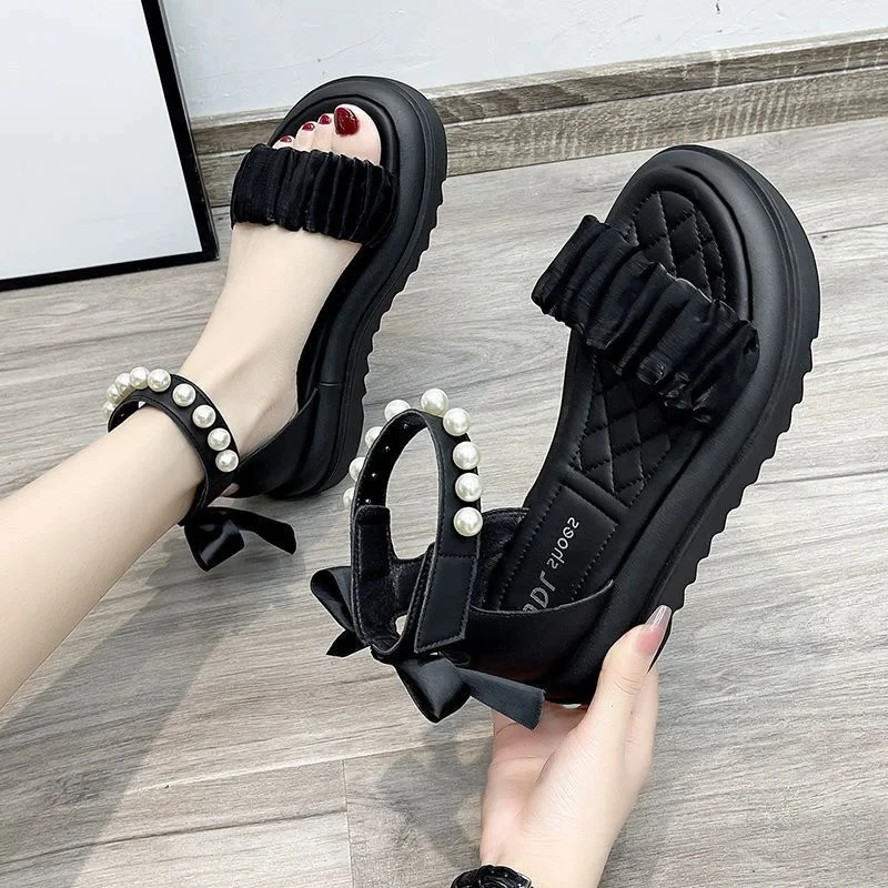 2024 Summer Fashionable Casual and Comfortable Girls Open-Toe Thick-soled Soft-soled Heightened Thick-soled Anti-Slip Sandals