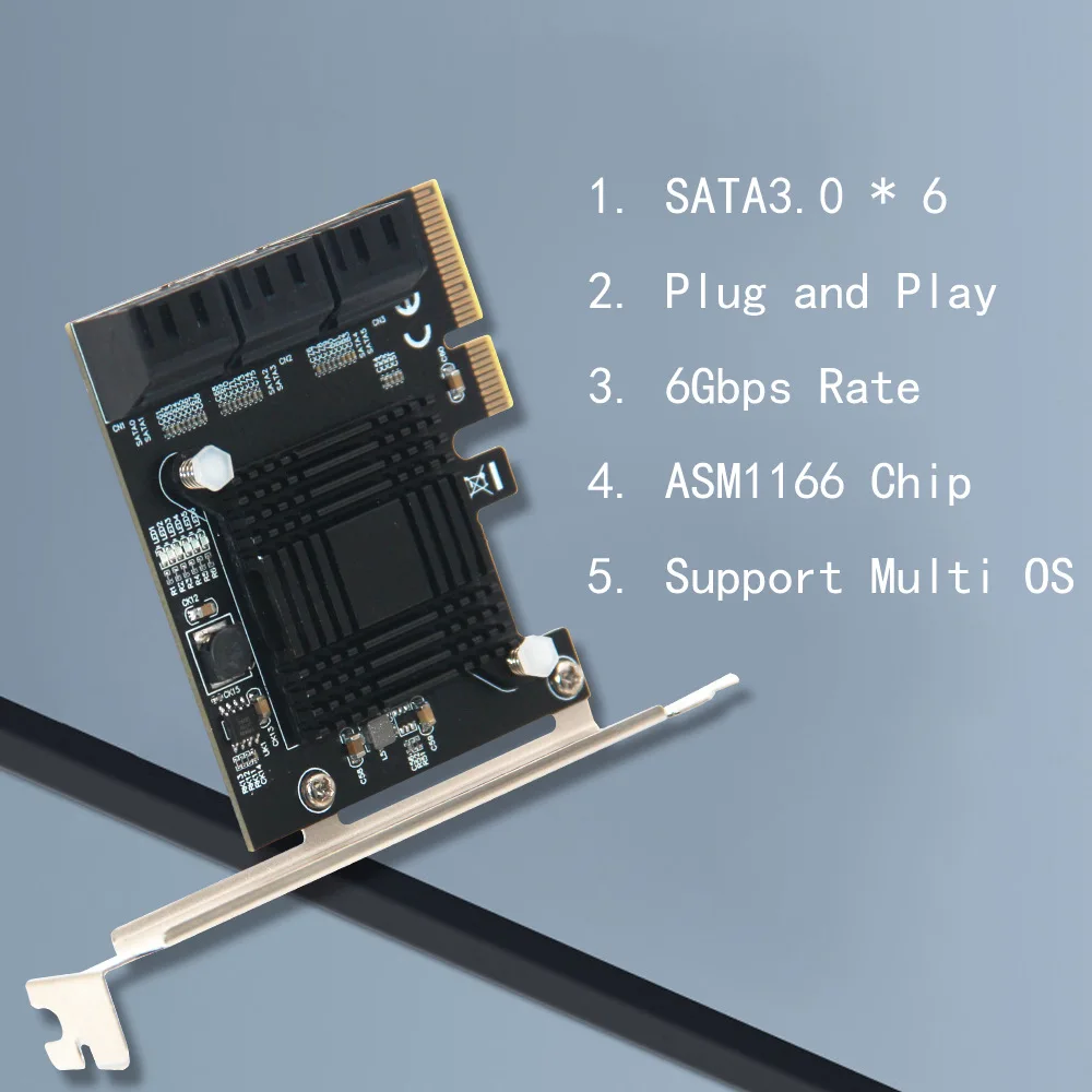 PCIE to 6-port SATA3.0 expansion card computer chassis SATA array adapter card high-speed card PCIE card