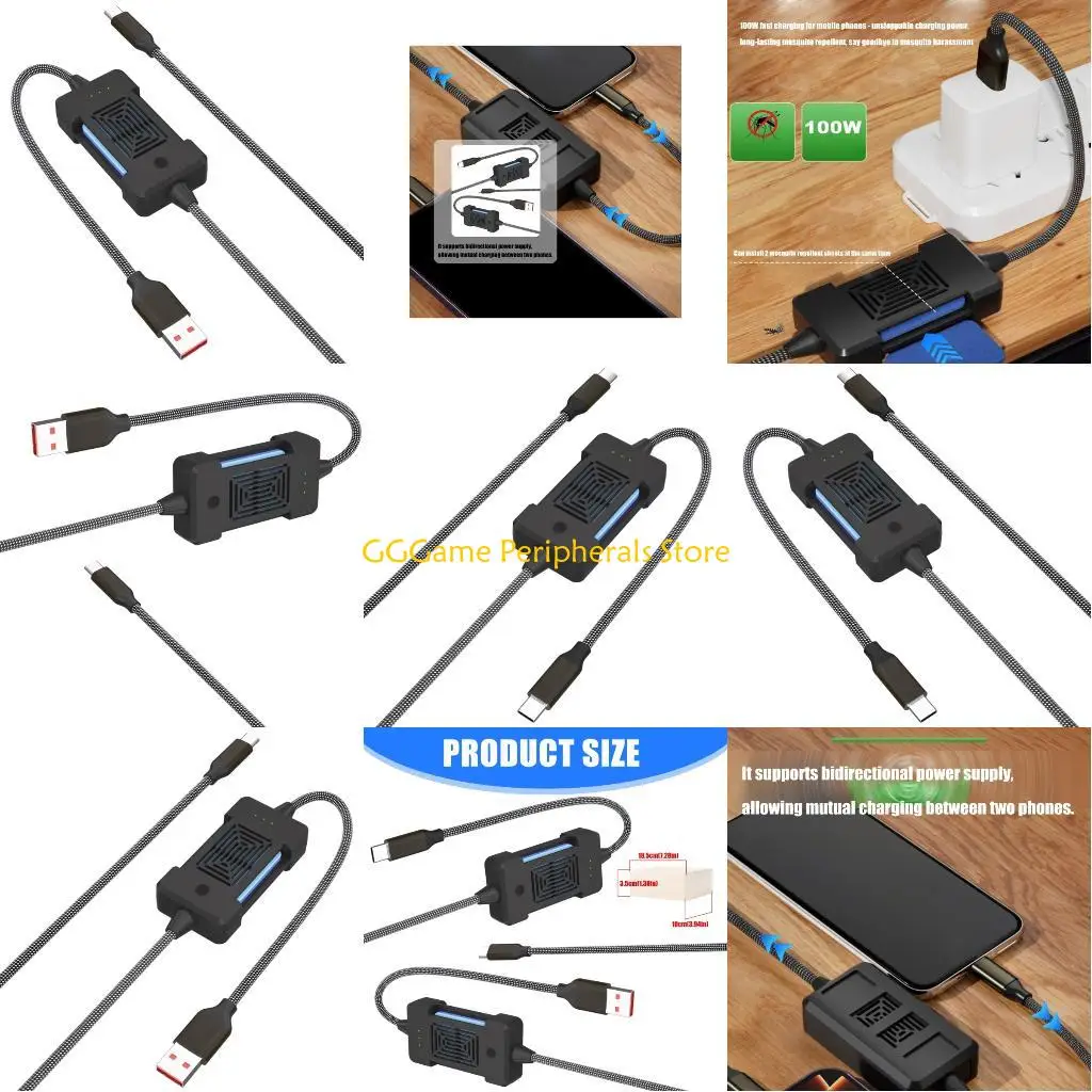 

U55B 100W Insect Repeller Hand Warmer Type C Fast Charging Cable Fishing Net Cord