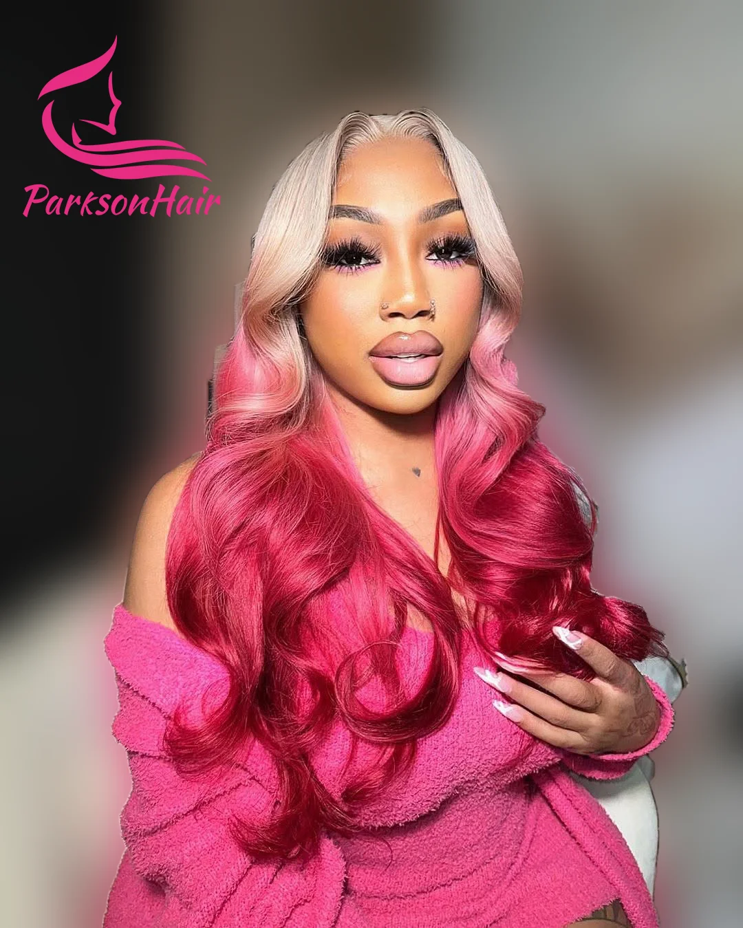 13x4 البلاتين أومبير الوردي الدانتيل الجبهة خصلات الشعر المستعار الإنسان للنساء البرازيلي الجسم موجة 613 خصلات الشعر المستعار الإنسان الملونة 180% الكثافة