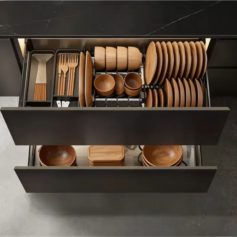 Large Capacity Stainless Steel Kitchen Storage Basket Compartmentalized Design for Tableware Organization Durable Waterproof