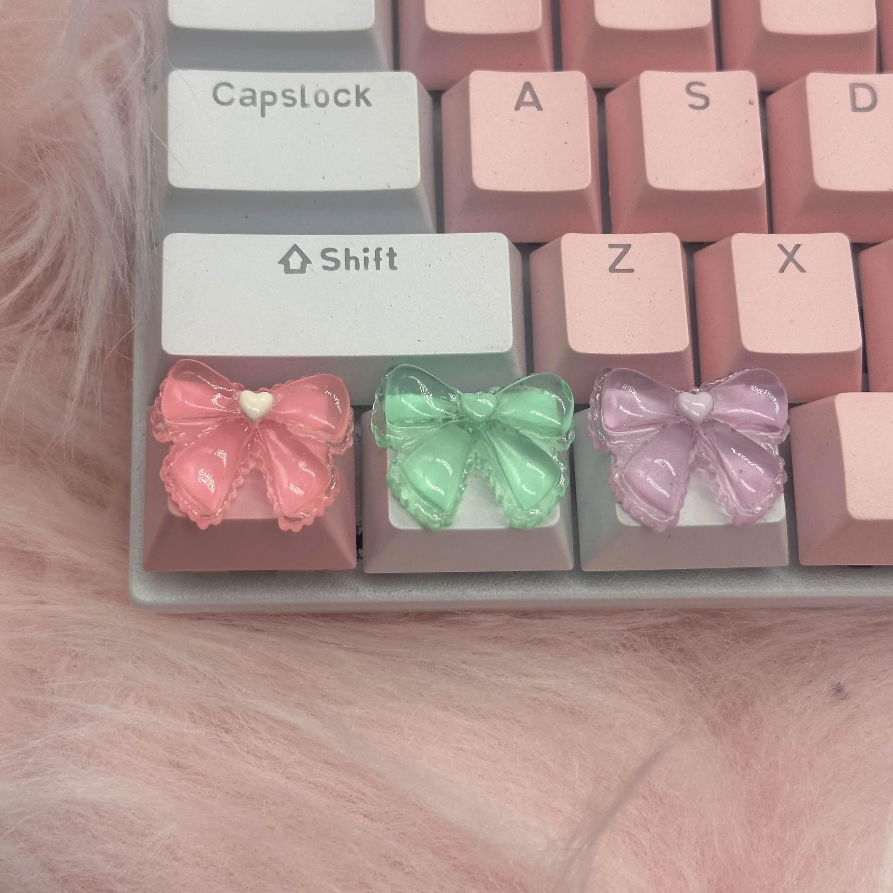 Transparent bow keycap DIY1.25U handmade custom cross axis mechanical keyboard keycap personalized creative keycap